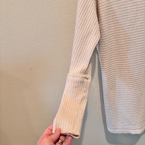 We The Free Oversized Waffle Knit Top, XS, Cream,Boho School Work Casual Weekend - Picture 3 of 9